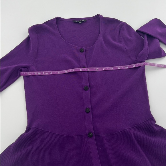 Lafayette 148 New York Purple Peplum cotton button front cardigan elevated basic - Picture 4 of 8